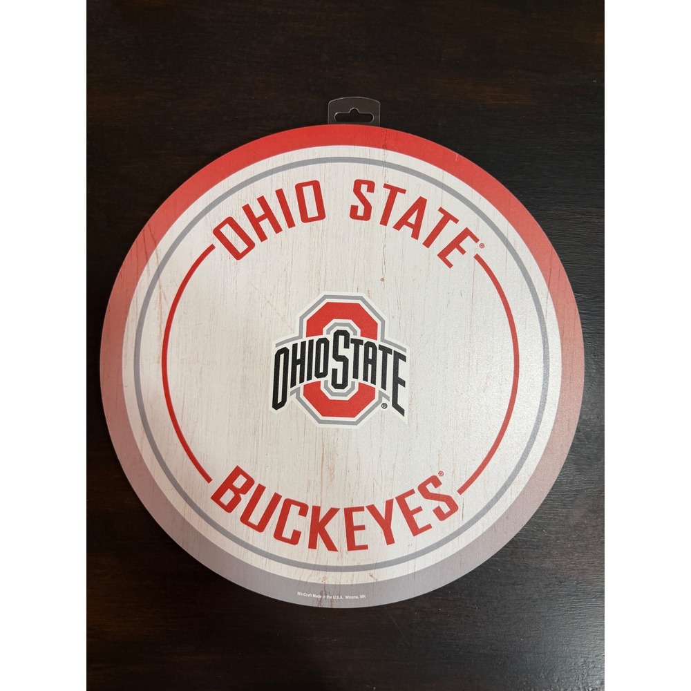 NWT WinCraft Ohio State Buckeyes NCAA Round Wood Sign Wall Decor Block O Logo